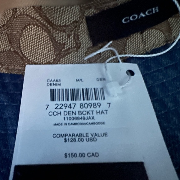 Coach Denim Bucket Hat with Logo